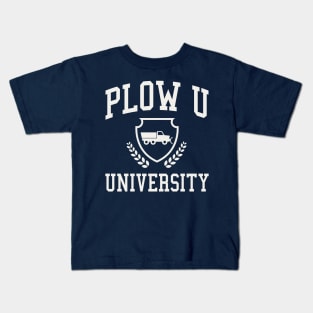 Snow Plow Driver Gift Plow U University Funny Snow Removal Kids T-Shirt
